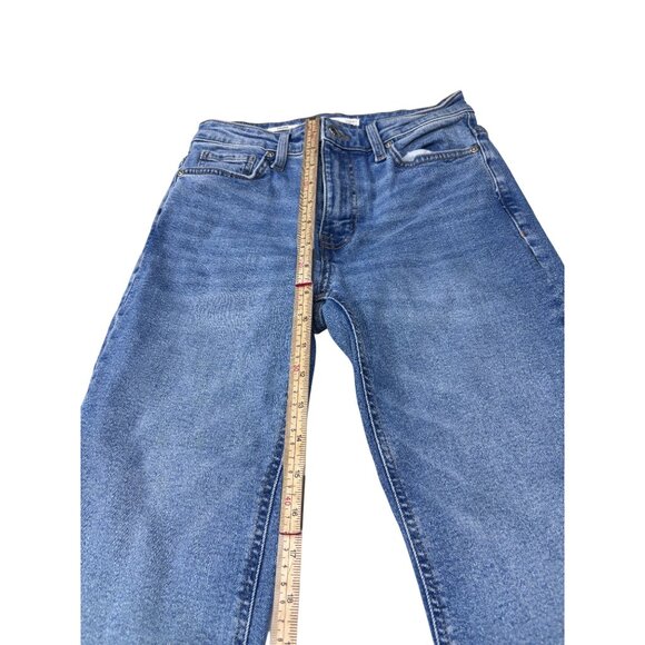 MNG Sienna Womens Wide-Leg Frayed Hem Blue Denim Jeans EUR 36 USA 4 - Picture 8 of 11